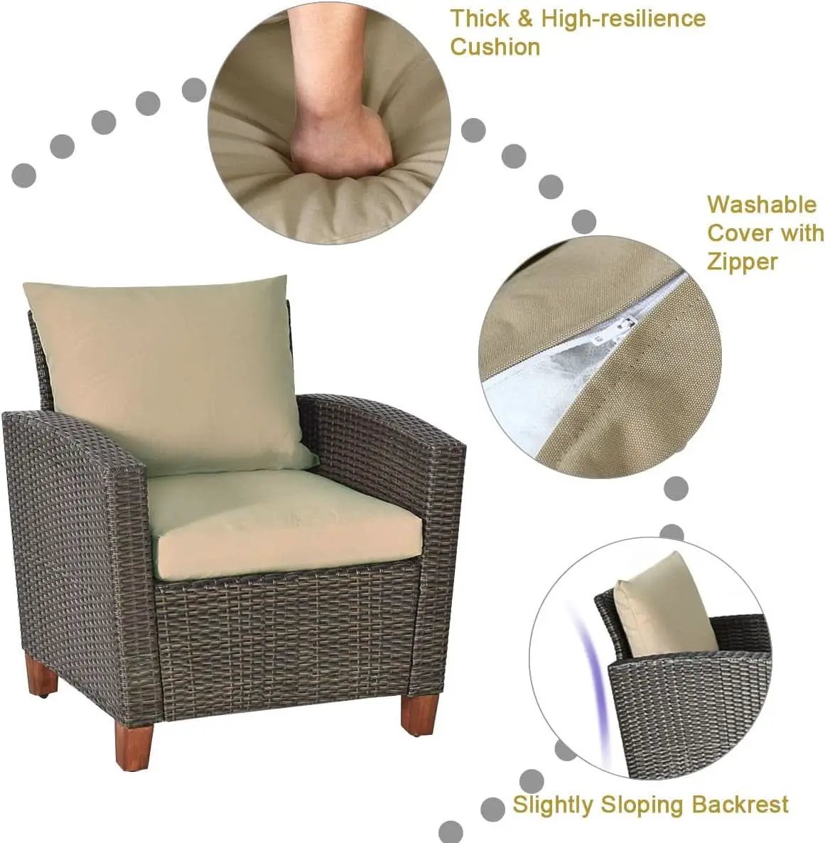 Patio Rattan Furniture Set 4 Piece Beige For Outdoor Use from PriceLows™