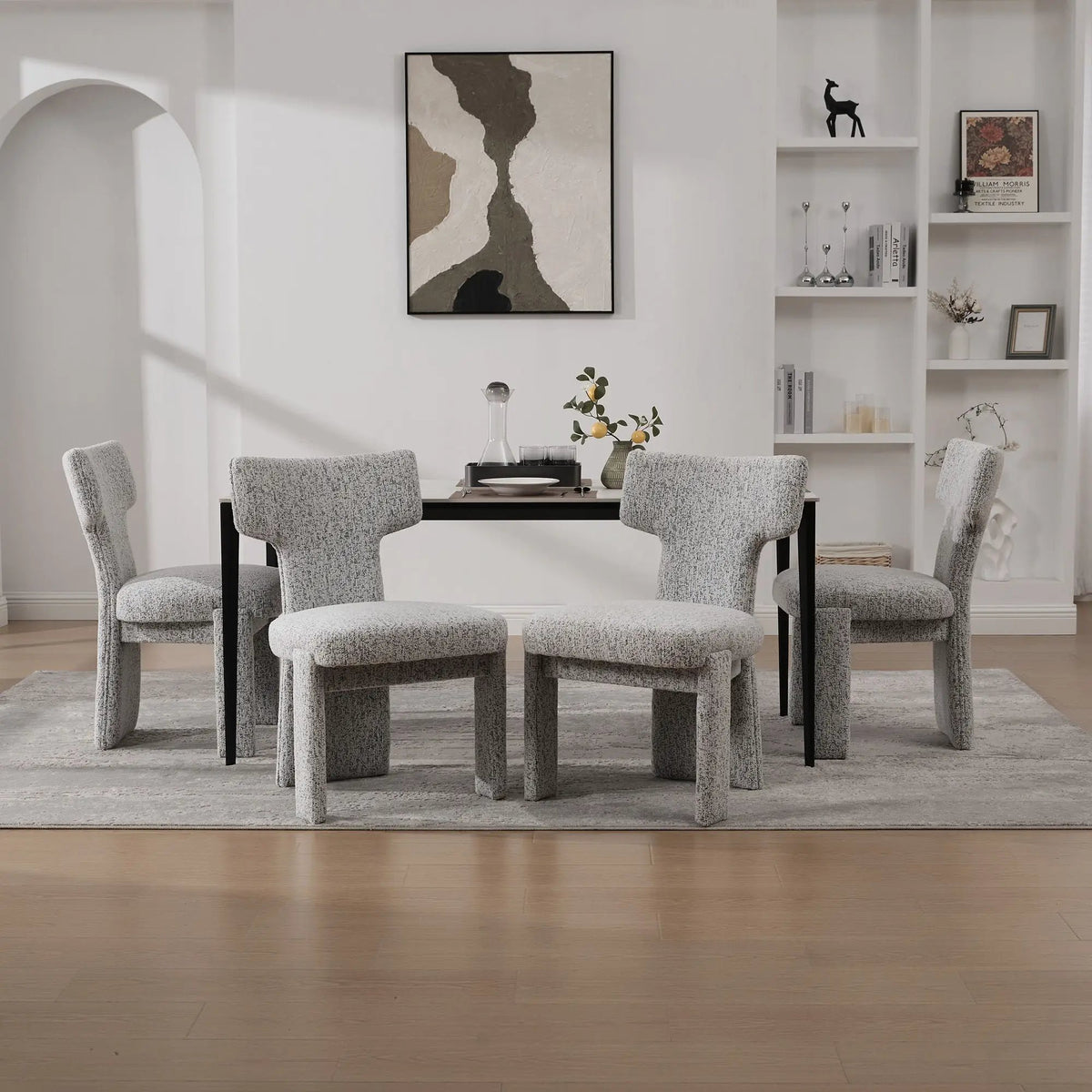 Armless Accent Chairs | Curved Back | Futuristic Design | Foam Padded Fabric