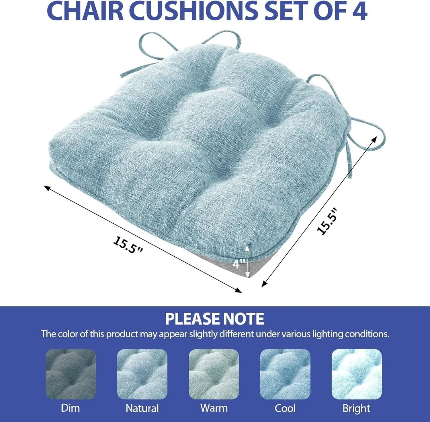 Baby Blue Memory Foam Dining Chair Cushions Set Of 4 15.5x15.5x4 from PriceLows™