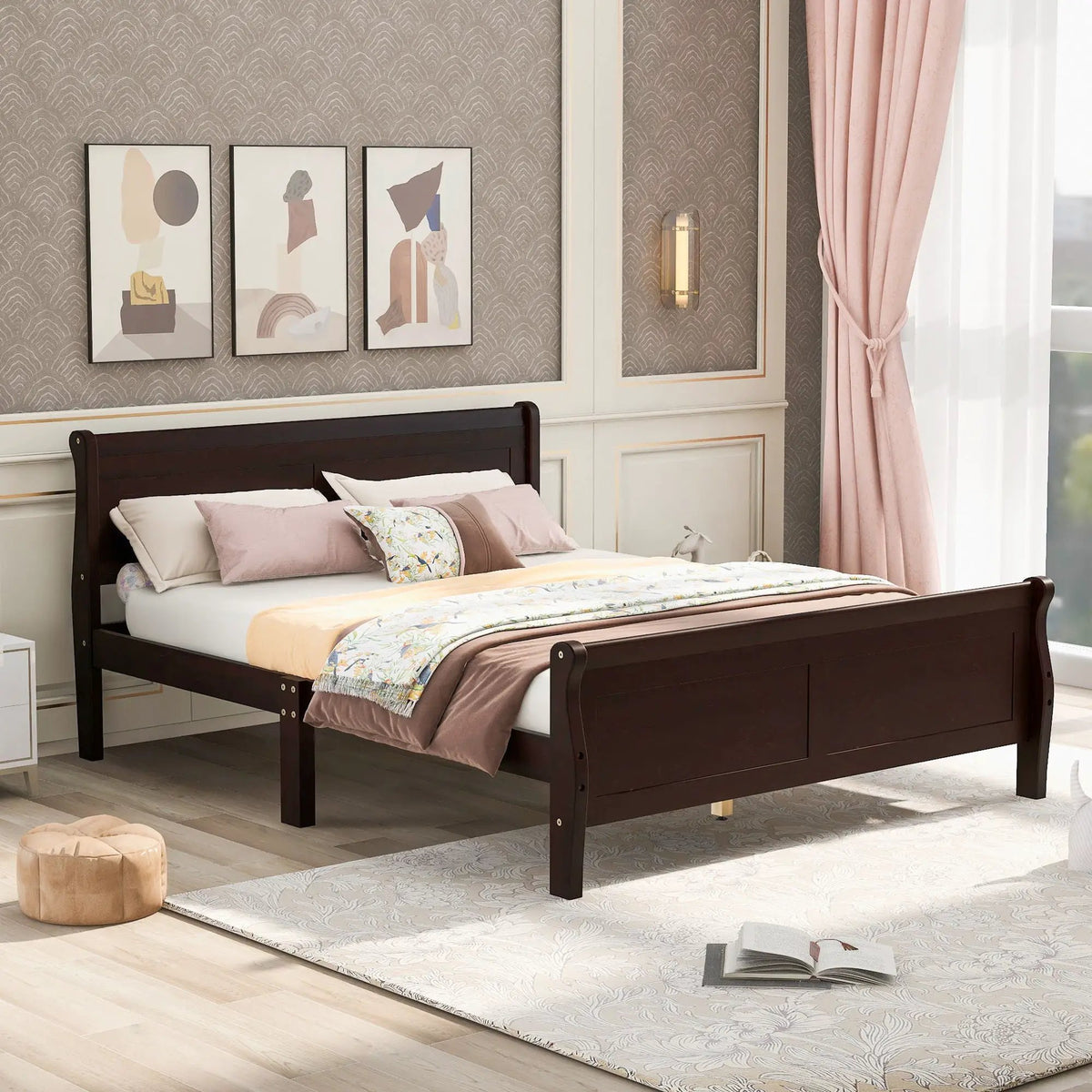 Wood Platform Bed Frame | Headboard Footboard | Wood Slat Support