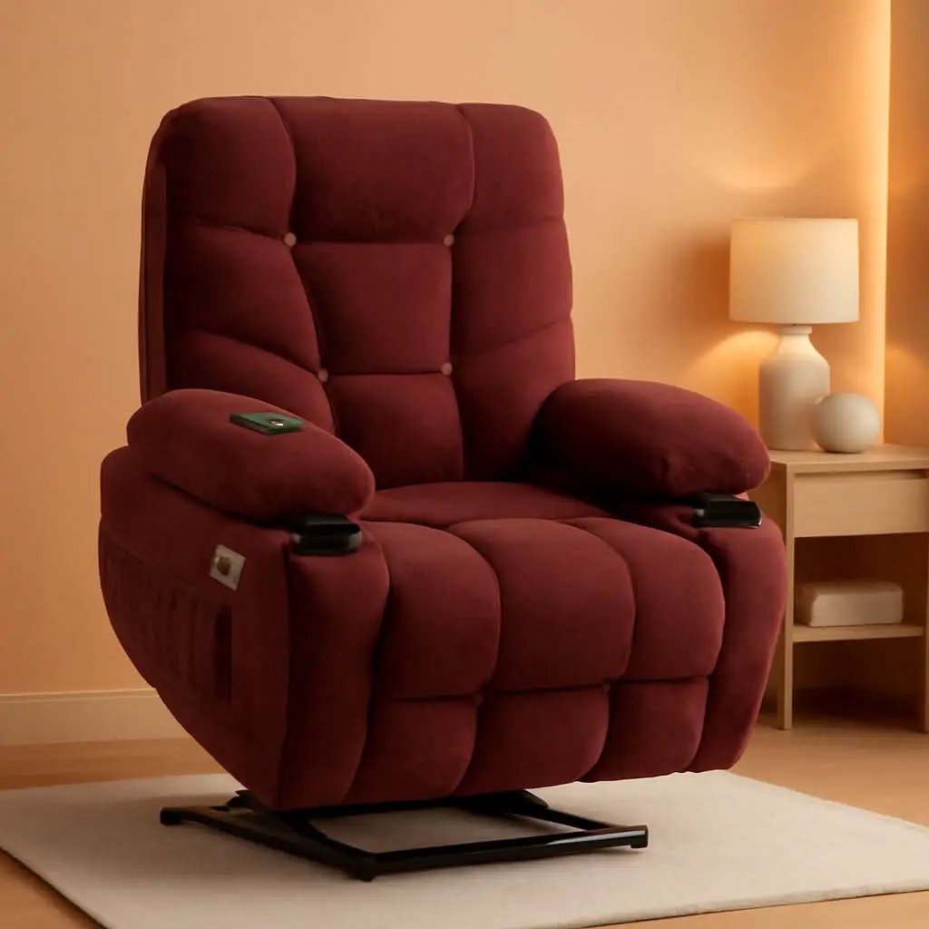 Power Lift Recliner Chair With Extended Footrest Burgundy from PriceLows™