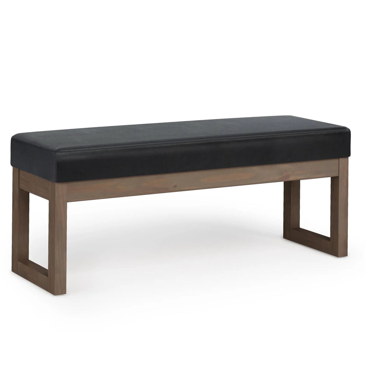 Milltown Upholstered Ottoman Bench | Driftwood Solid Wood Base | Versatile Design | 44.5 Inch Width