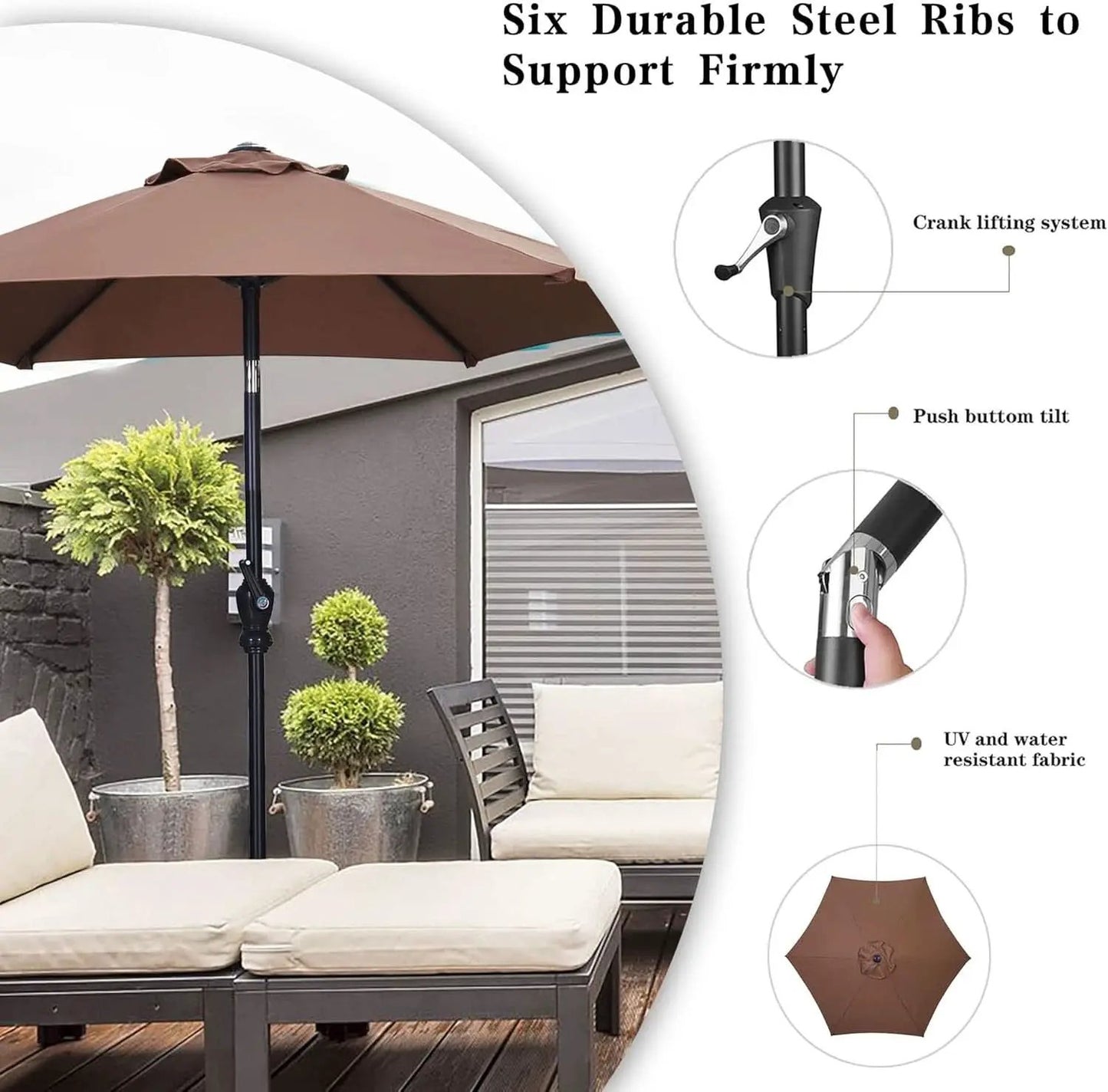 7.5 Foot Aluminum Patio Umbrella Tilt Crank Outdoor Shade from PriceLows™