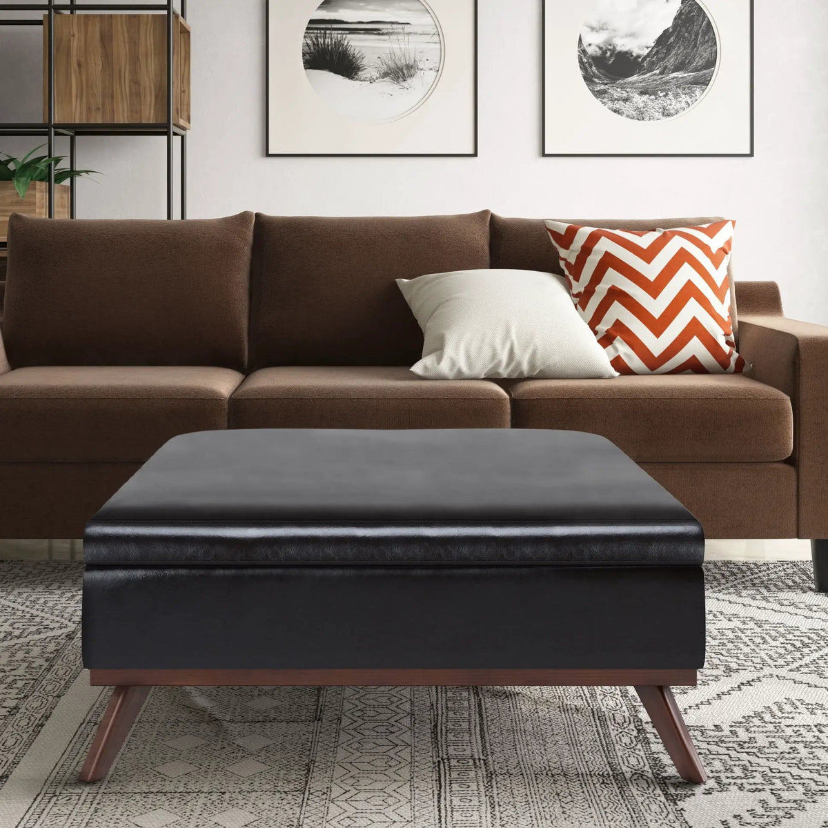 Owen Square Coffee Table Storage Ottoman | Hydraulic Lift-Up Lid | Multifunctional | 35.8 Inch Width