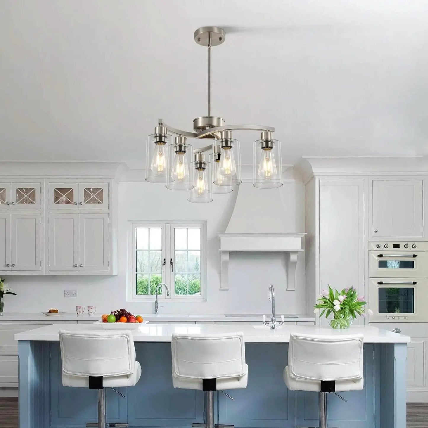 Brushed Nickel 6 Light Farmhouse Chandelier Pendant from PriceLows™