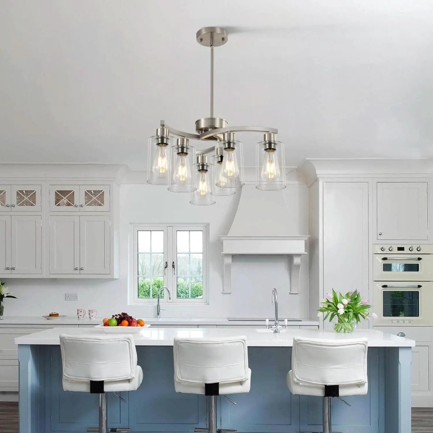Brushed Nickel 6 Light Farmhouse Chandelier Pendant from PriceLows™