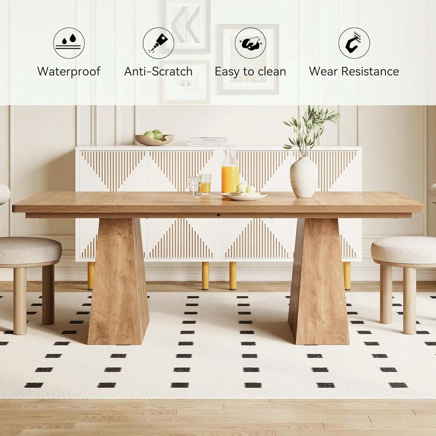 Oak Dining Table For 6 With Scratch Resistant Coating from PriceLows™
