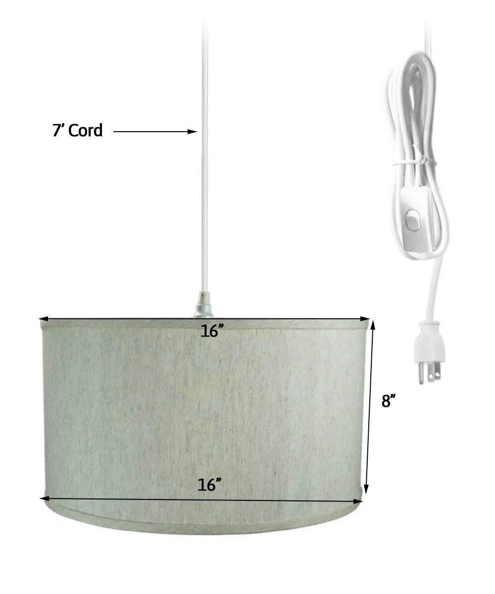 Plug In Swag Pendant | 1 Light | 16 Inch Width | Textured Oatmeal Shade