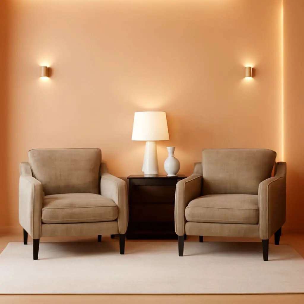 Light Brown Midcentury Upholstered Accent Chairs Set from PriceLows™