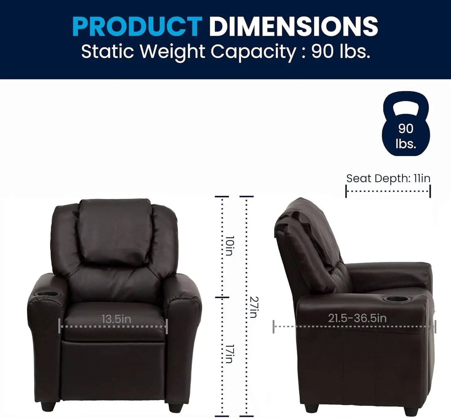 Vana Leathersoft Kids Recliner With Cup Holder And Headrest from PriceLows™