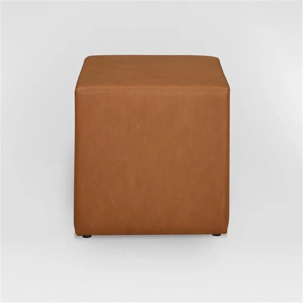 Eighteen Inch Caramel Brown Square Ottoman Footstool from PriceLows™