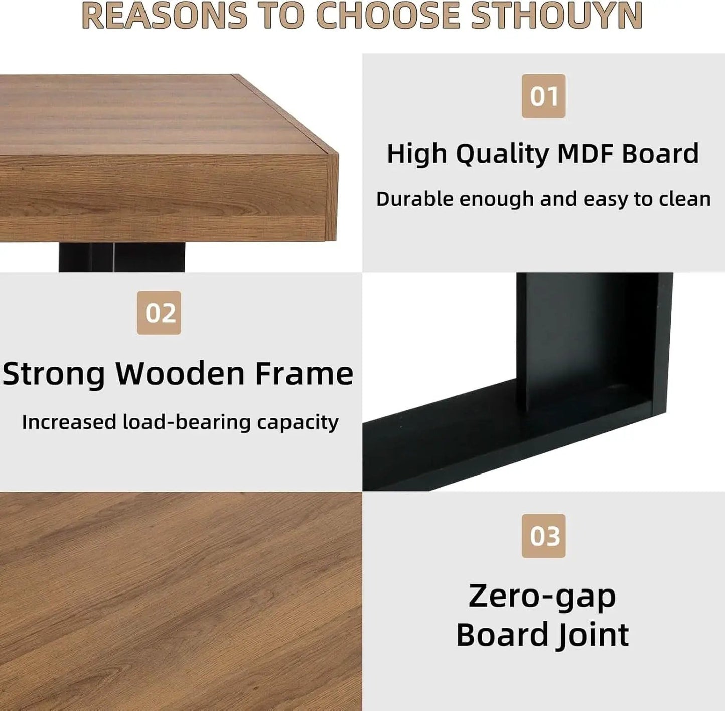 63 Inch Extendable Dining Table Walnut Brown Dining Room from PriceLows™