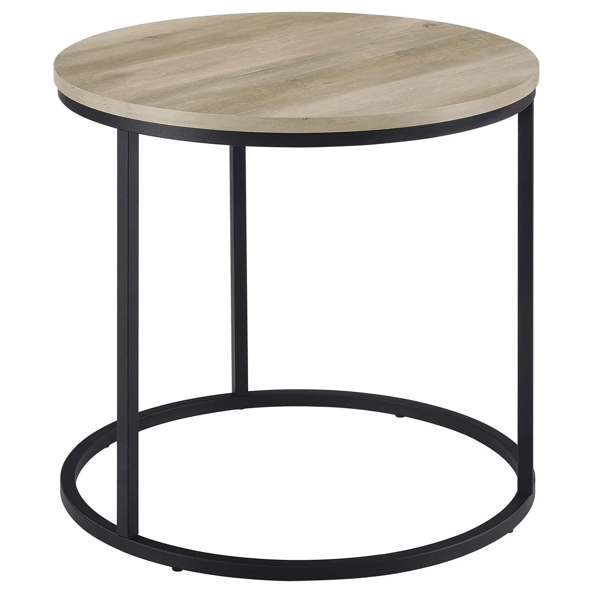 Lainey Round Occasional Side End Table Distressed Pine | 23 x 23 x 21.75 in | Metal | Living Room