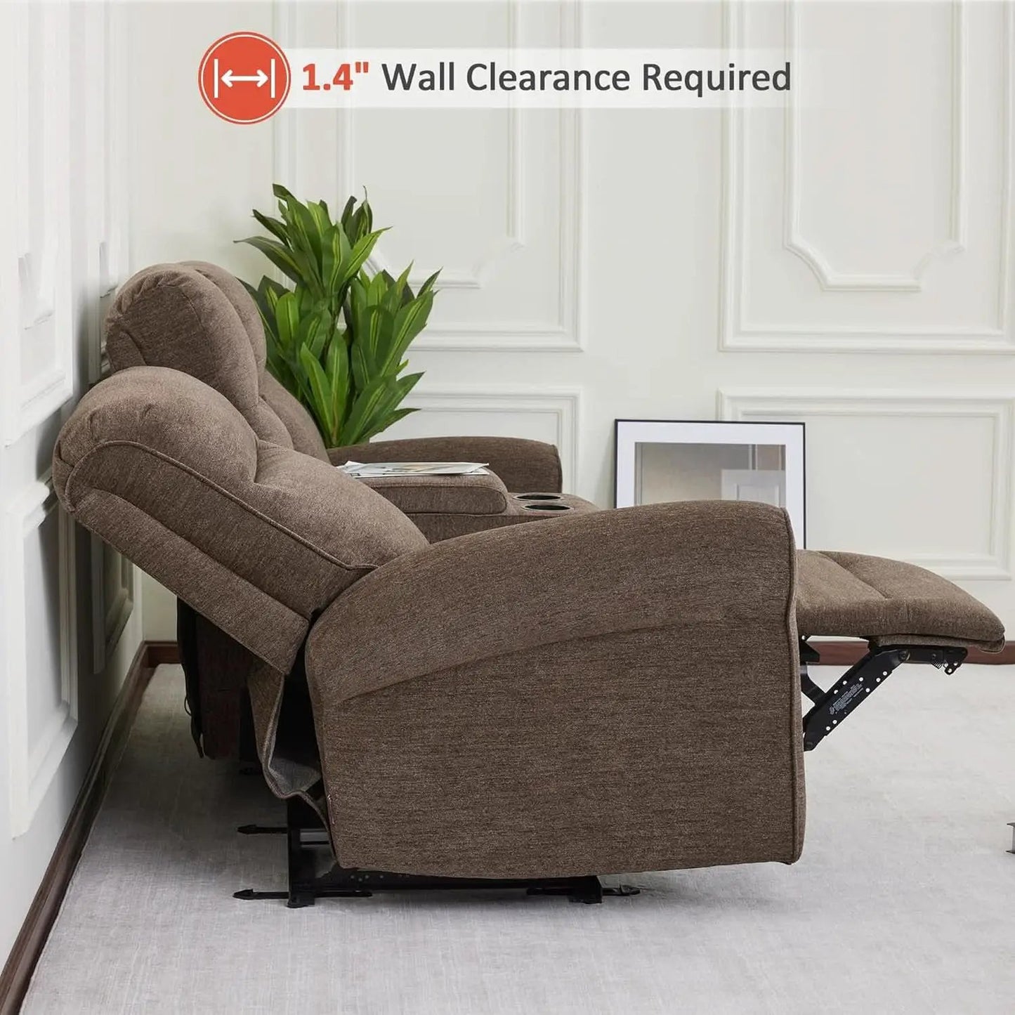 78 Inch Wall Hugger Power Loveseat USB Ports Dark Brown from PriceLows™