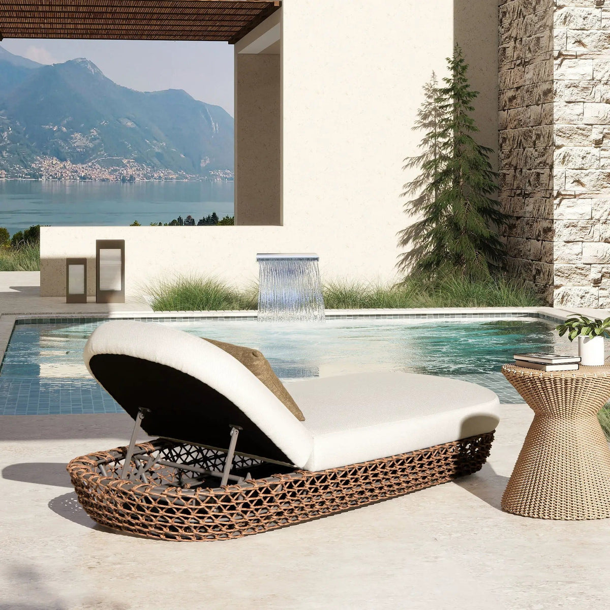 Willow Sunbrella Upholstered Patio Lounger Chaise | 32 x 80.5 x 14 in | Outdoor Living Furniture | Outdoor Living