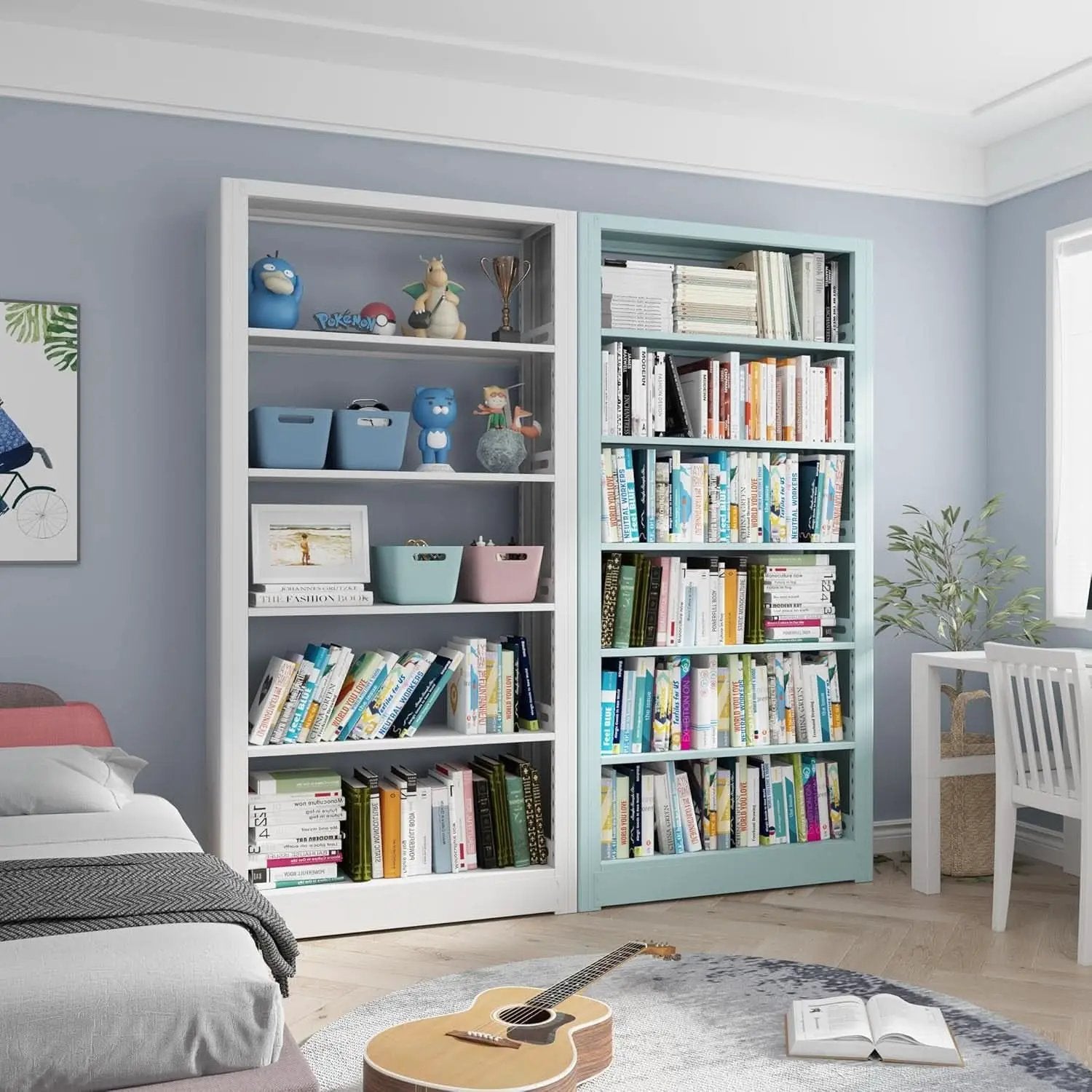 5-Tier White Metal Bookshelf With Adjustable Shelves from PriceLows™