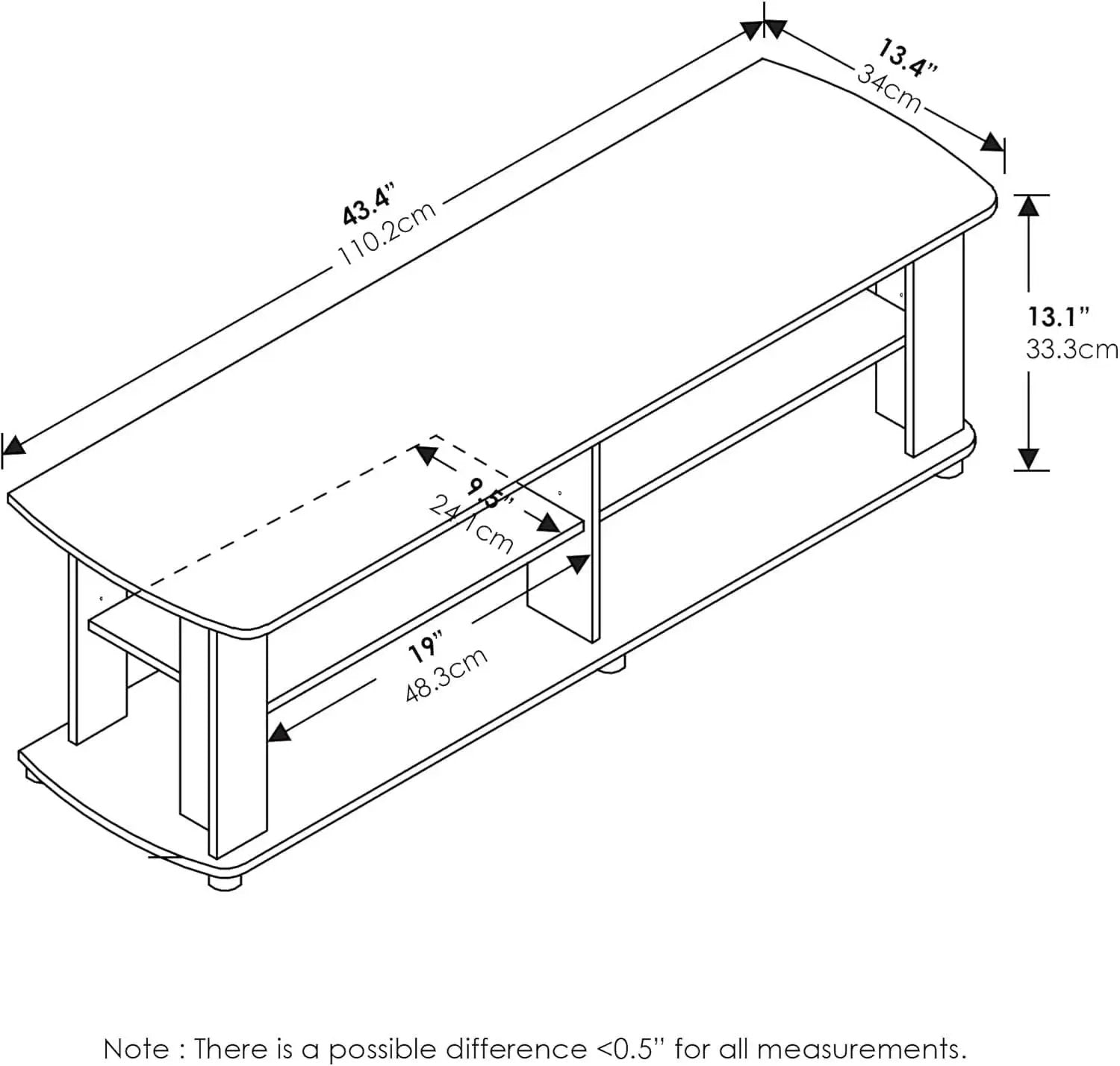 Nelly Entertainment Center TV Stand 43 Inch Wide Grey Black from PriceLows™