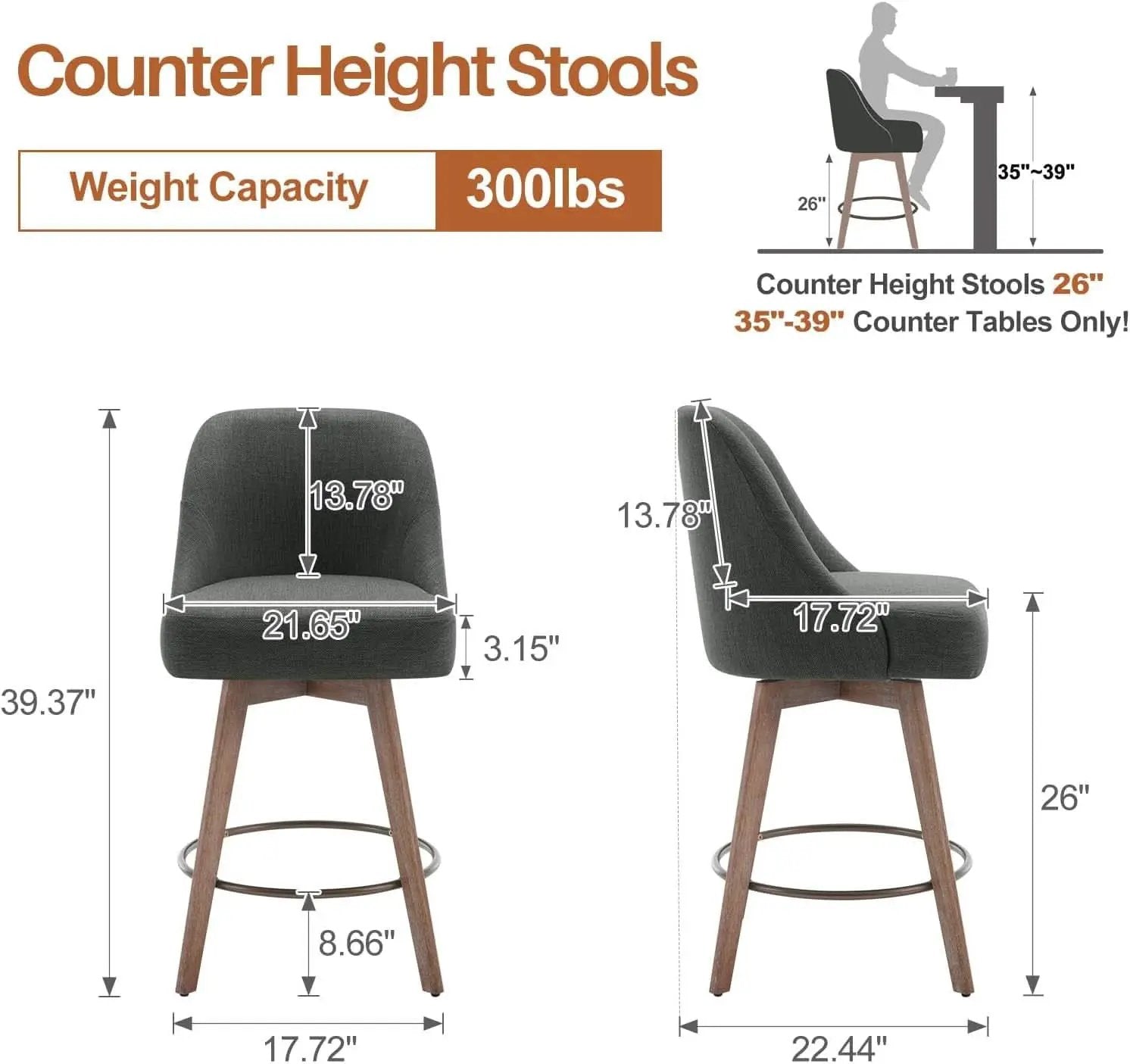 Counter Height Bar Stools Set Of Four 26 Inch Gray from PriceLows™