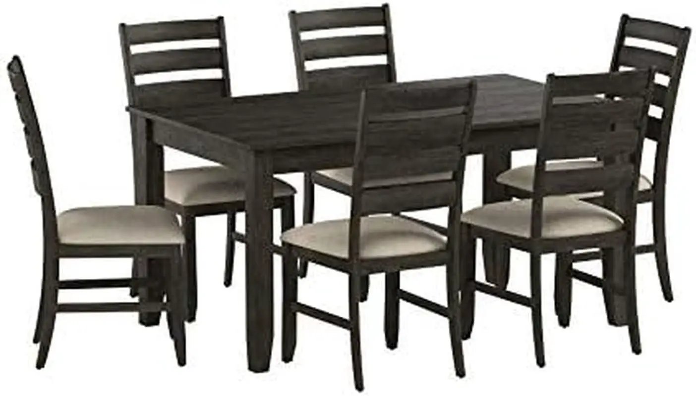 Brown Rectangular Dining Table Set Upholstered Chairs from PriceLows™