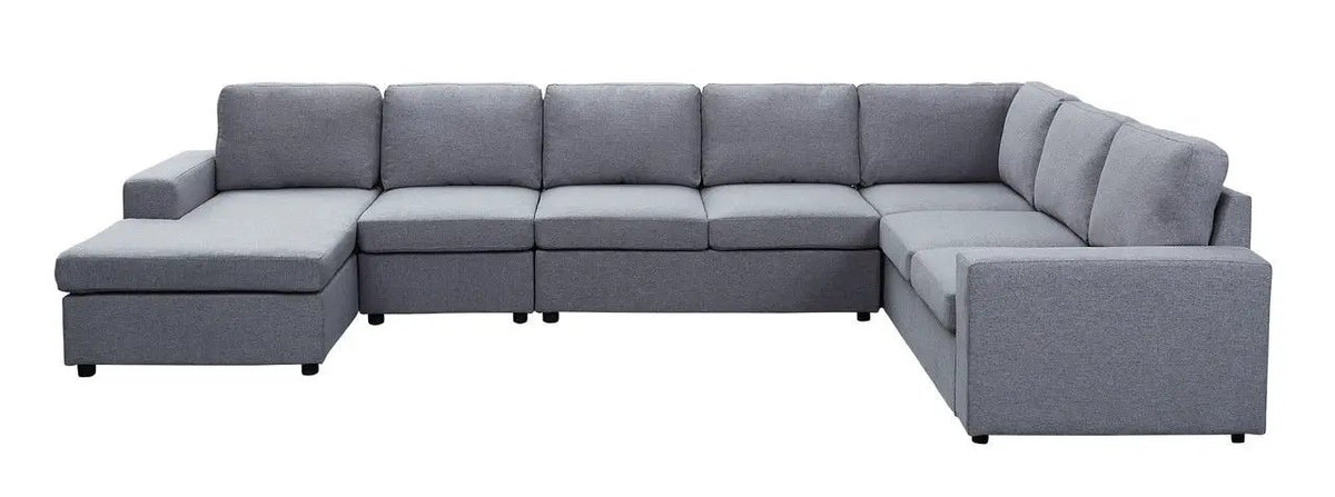 Hayden 7 Seat Reversible Modular Sectional | Sofa With Chaise | Solid Wood Frame | 146.5 Inch Width