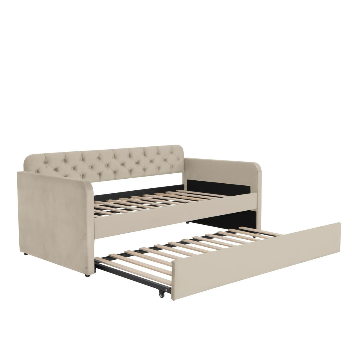 Upholstered Daybed With Trundle And USB Charging Design | 2 Pieces | Fabric | Bedroom