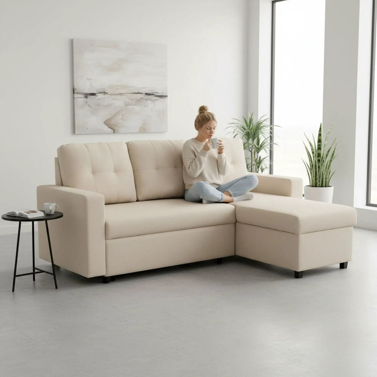 Convertible L Shaped Sectional Sleeper Sofa | Pull Out Bed | 2-in-1 Design | Space-Saving