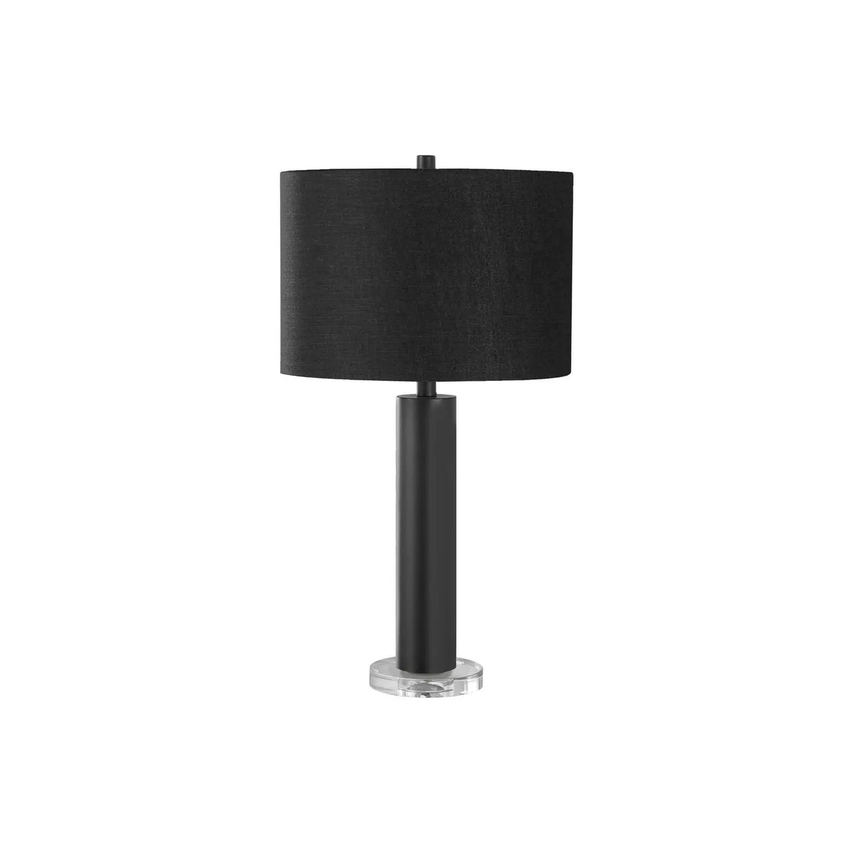 Metal Cylinder Table Lamp | Clear Acrylic Accent | 27.5 Inch Height | 3-Way Rotary Switch