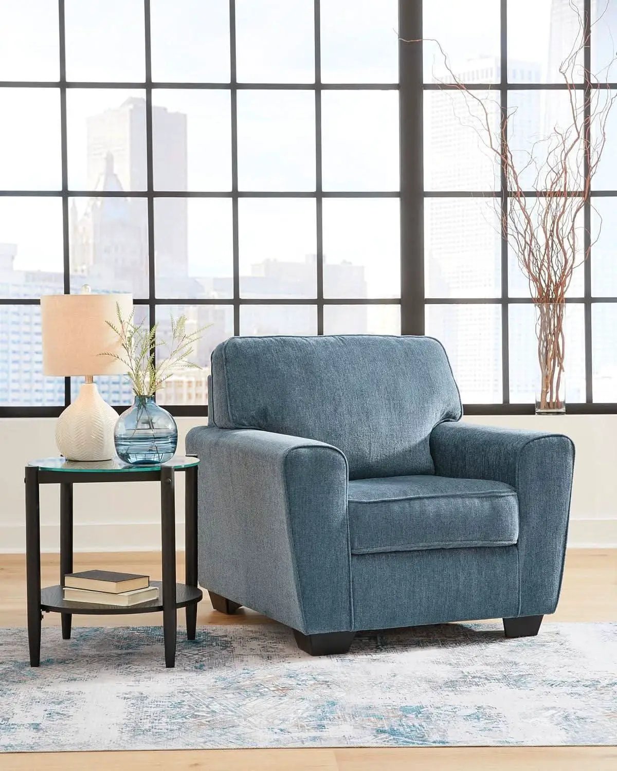 Modern Upholstered Accent Chair In Blue For Living Room from PriceLows™