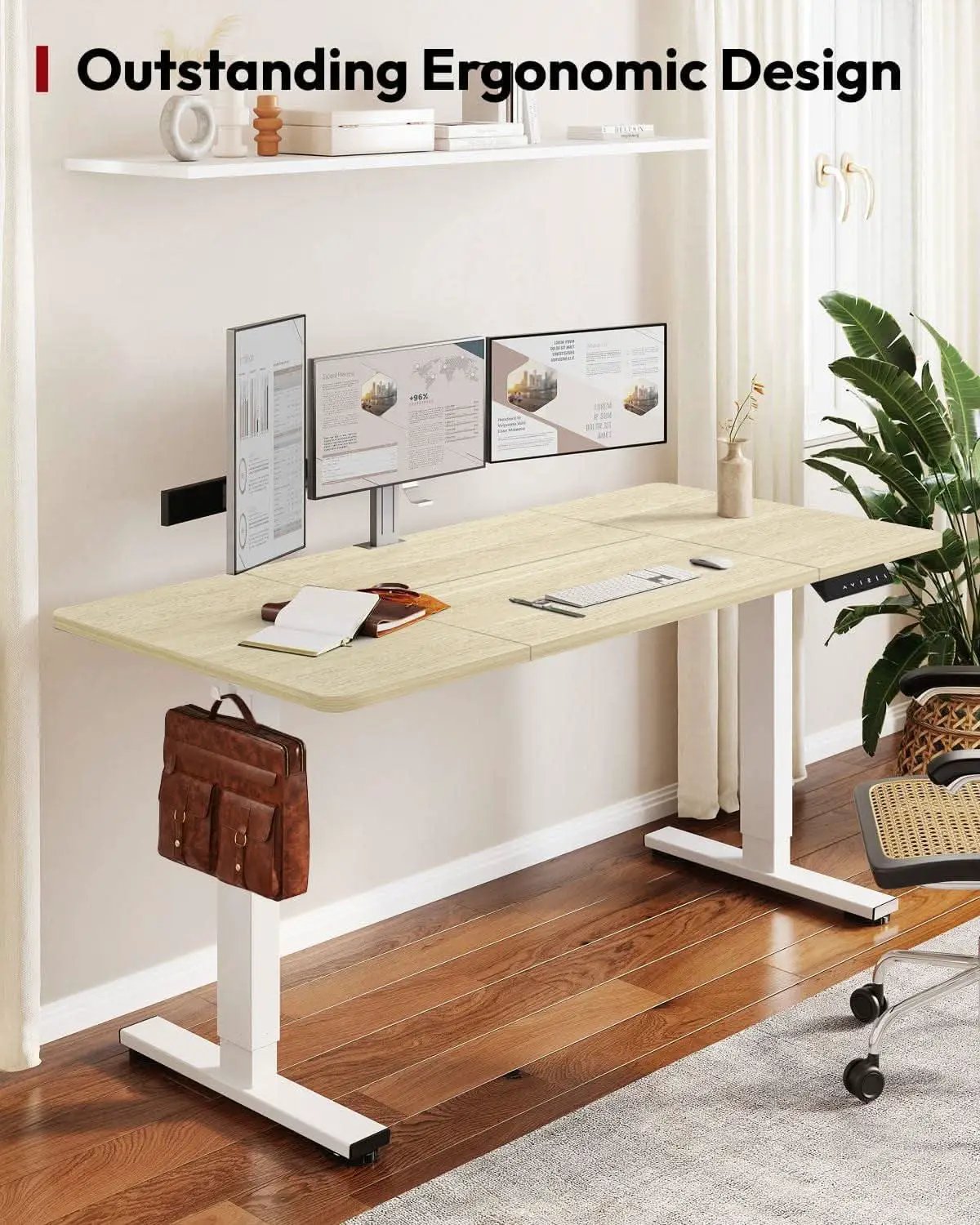 Electric Height Adjustable Standing Desk 79x32 White from PriceLows™