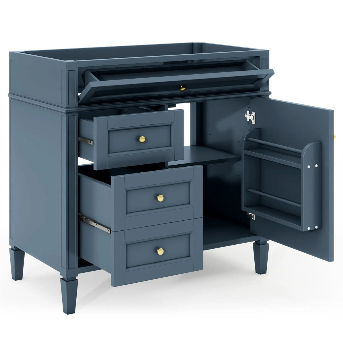 Bathroom Vanity | 3 Drawers | Blue Finish | Tip Out