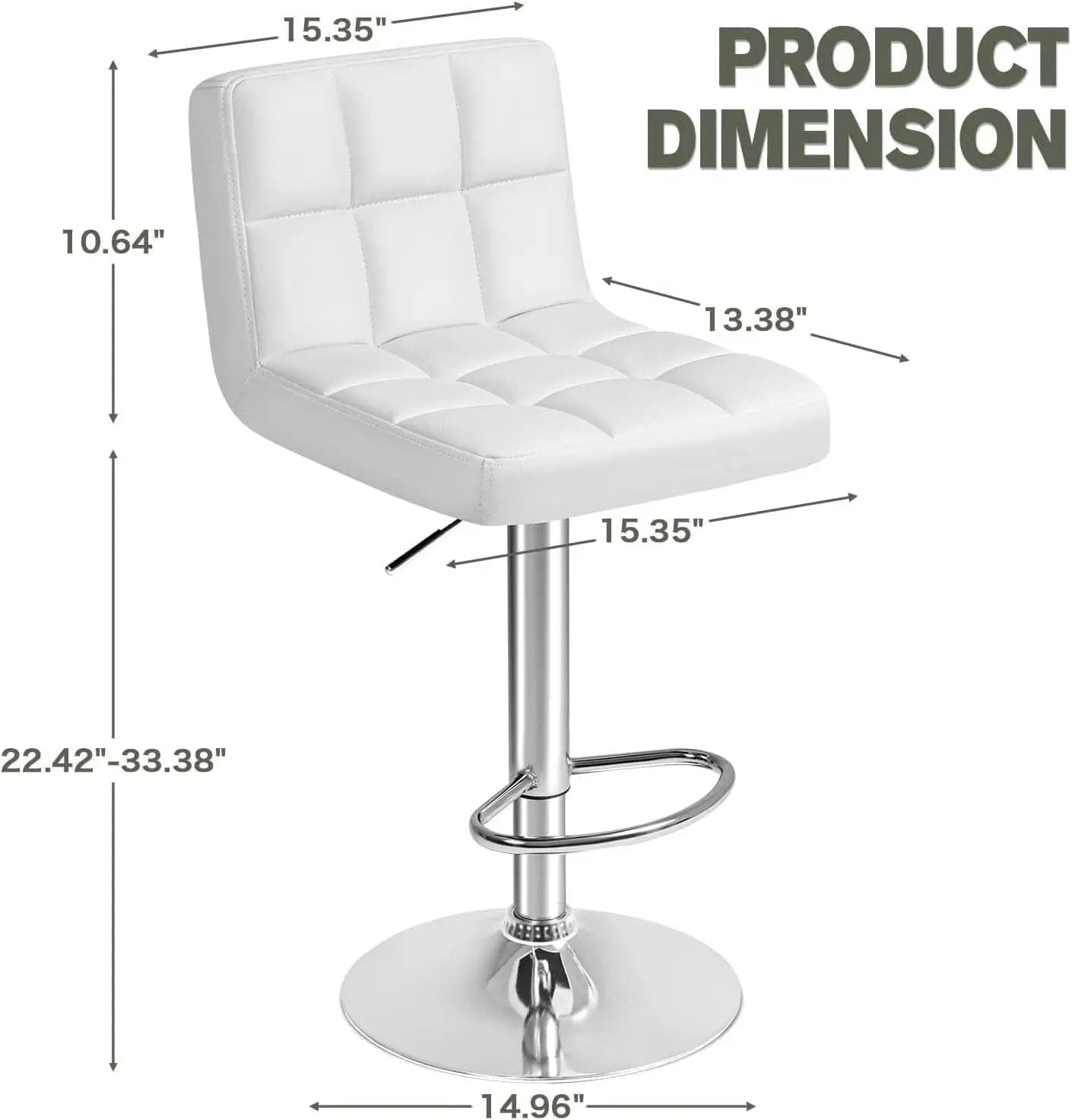 White PU Leather Swivel Bar Stool Set Of 2 Adjustable Height from PriceLows™