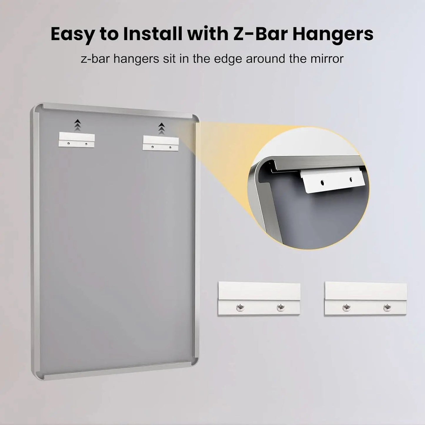 24 By 30 Inch Brushed Nickel Wall Mounted Bathroom Mirror Hangs Horizontally Or Vertically from PriceLows™