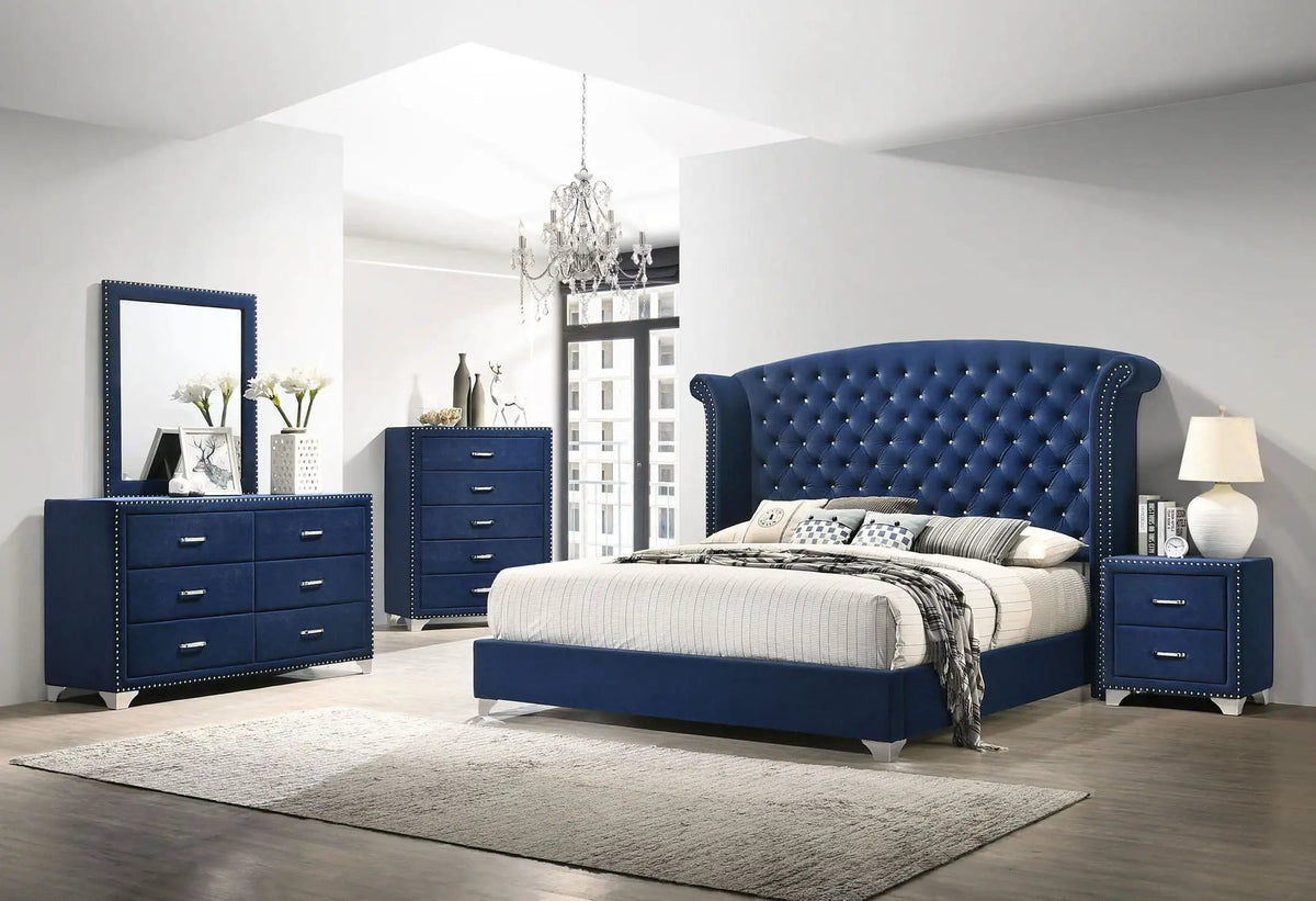 Melody 5-piece Queen Bedroom Set Pacific | 5-Piece Set | Velvet | Blue