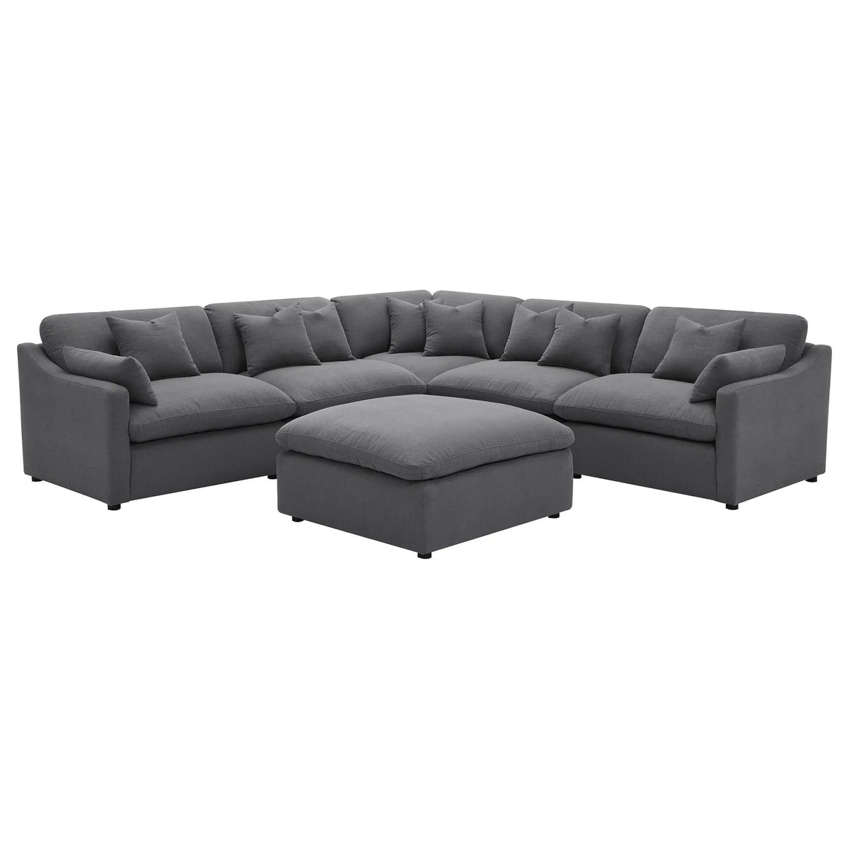 Hobson 6-piece Upholstered Modular Sectional Sofa | 6-Piece Set | Fabric | Charcoal