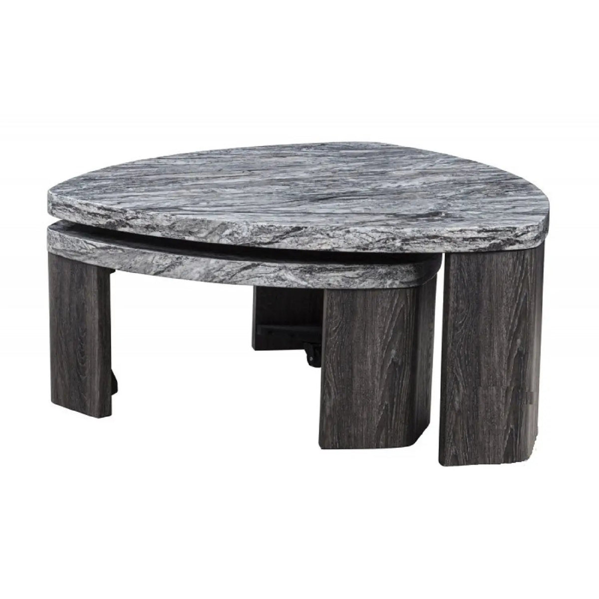 Triangle Nesting Coffee Table Set | Faux Marble | Gray | Set Of 2