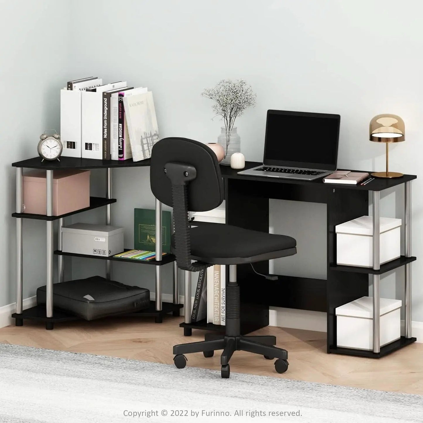 Jaya Computer Desk Americano Finish With Storage Shelves from PriceLows™
