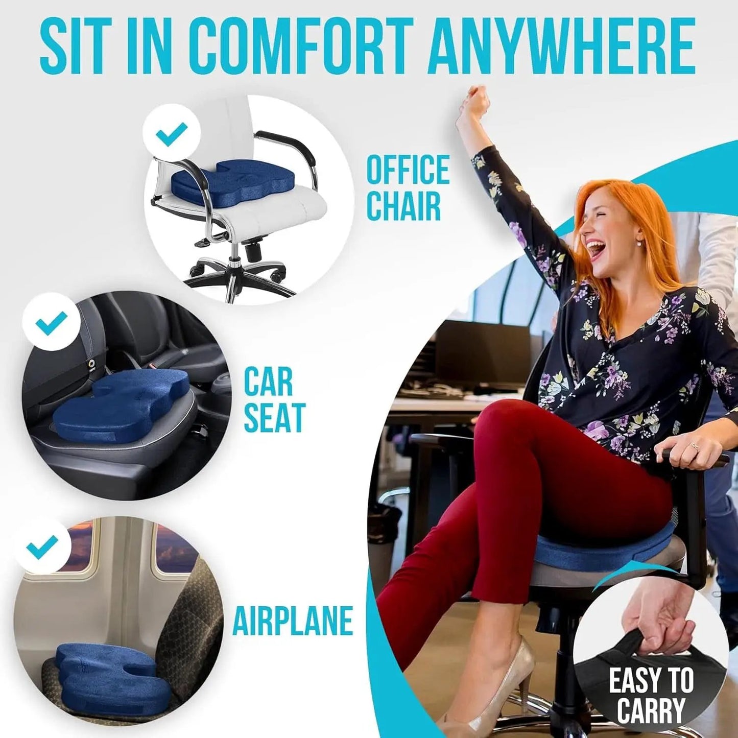 XL Memory Foam Office Chair Cushion With Lumbar Support from PriceLows™