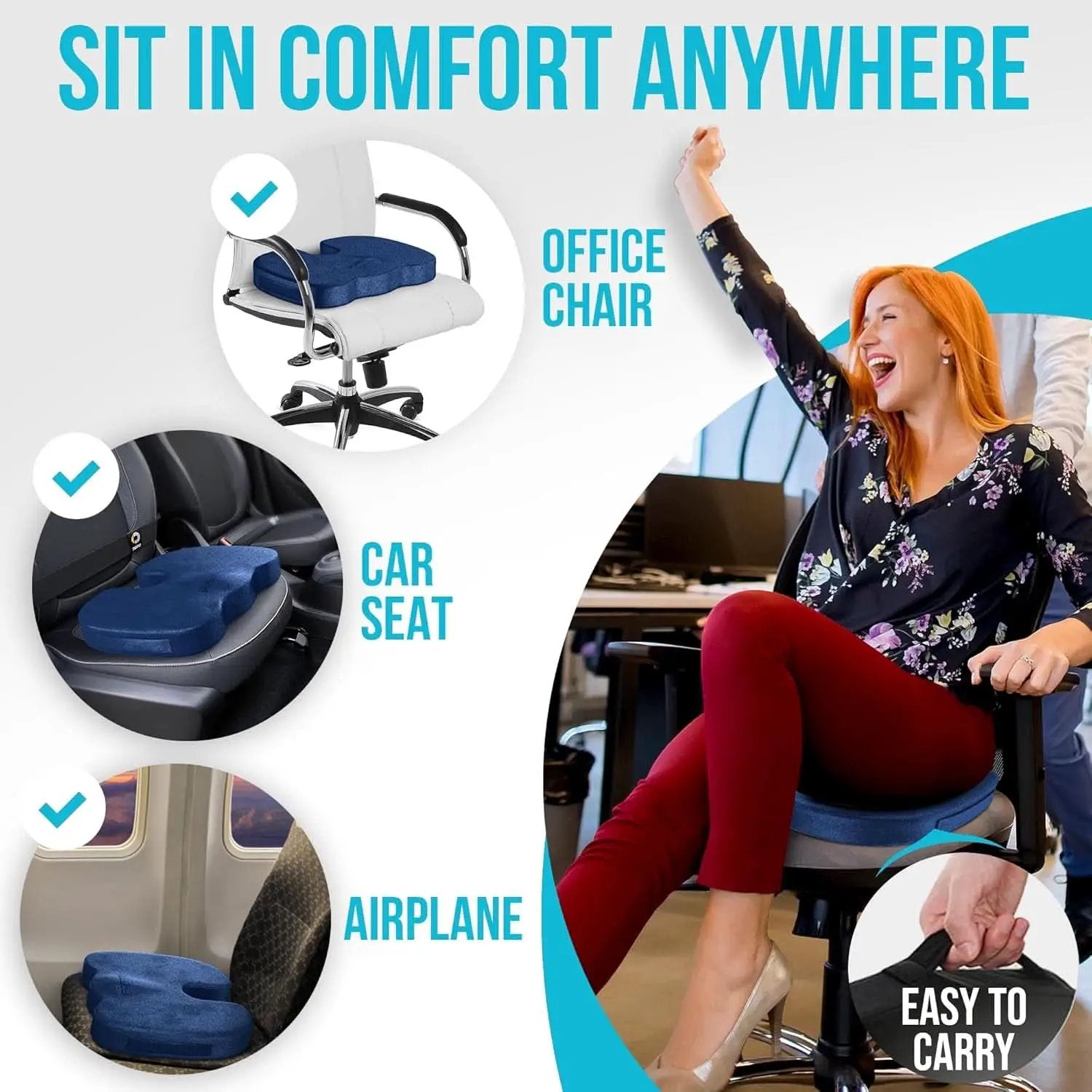 XL Memory Foam Office Chair Cushion With Lumbar Support from PriceLows™