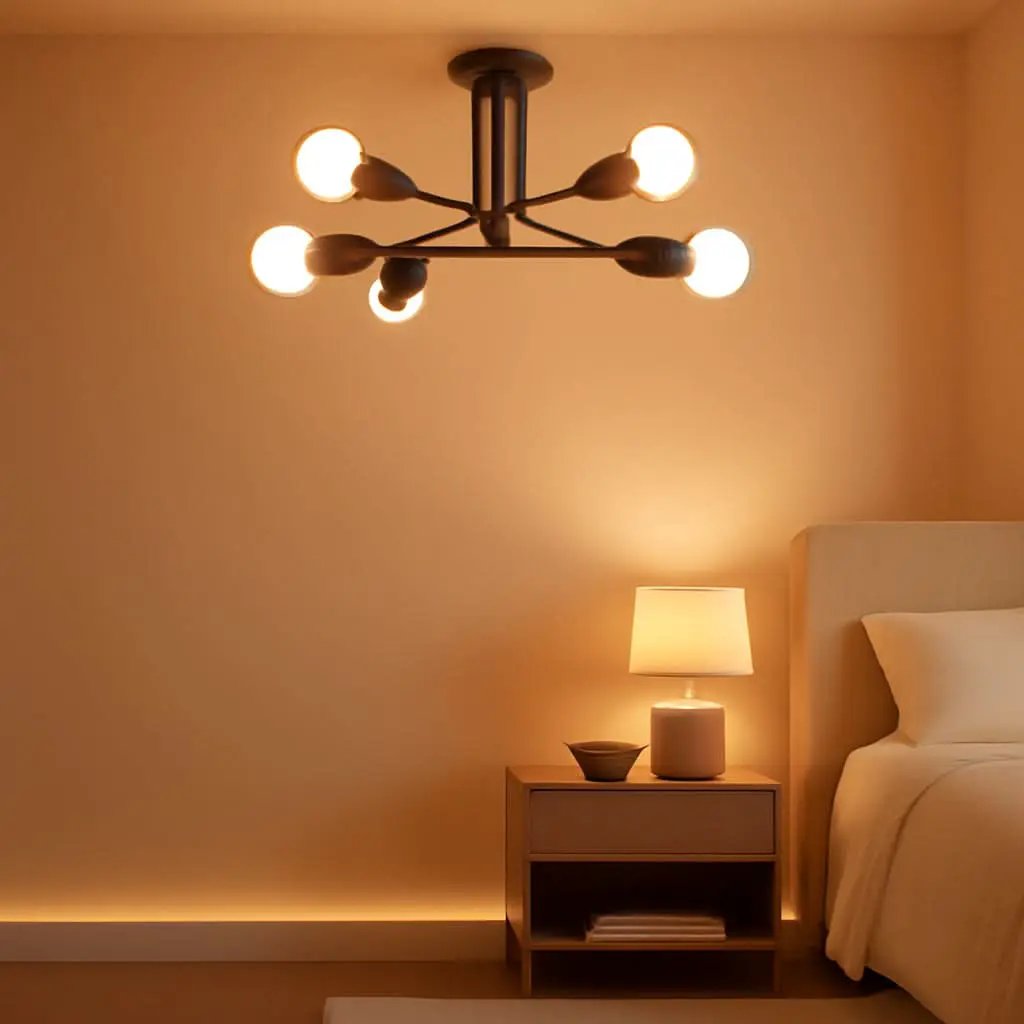 Modern Sputnik Chandelier Six Light Ceiling Fixture With Six LED Bulbs Black from PriceLows™