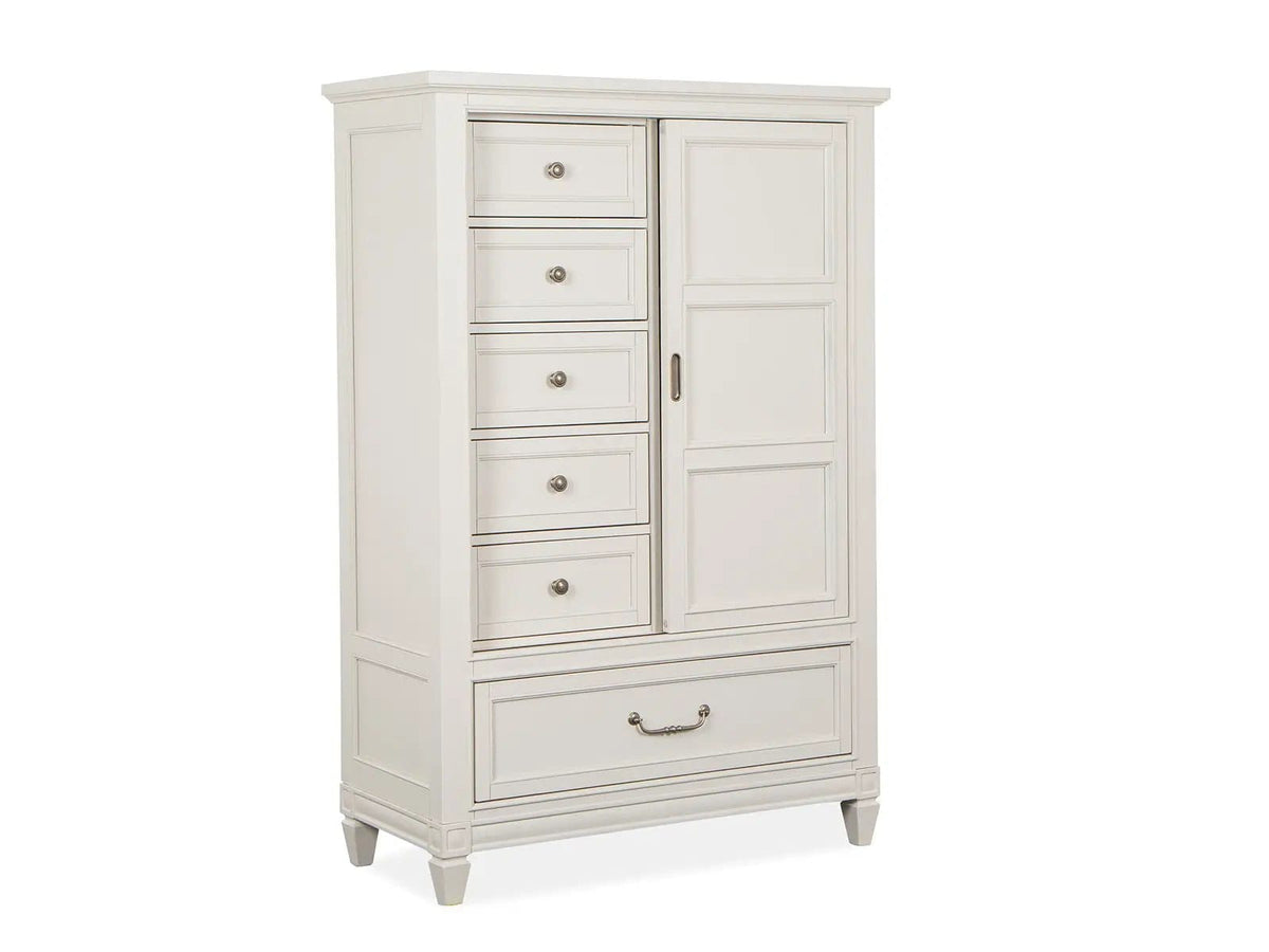Willowbrook Door Chest | 20 x 44 x 65.38 in | Veneer & Wood | Egg Shell White With Slight Rub Through