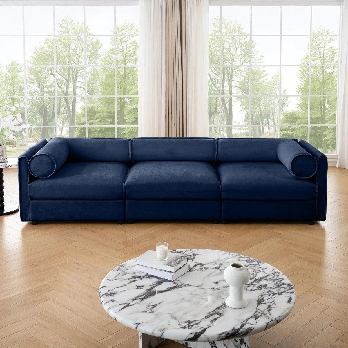Stylish Sofa With Storage Seat And Cylindrical Backrest | Stationary Sofa | Living Room Furniture | Living Room