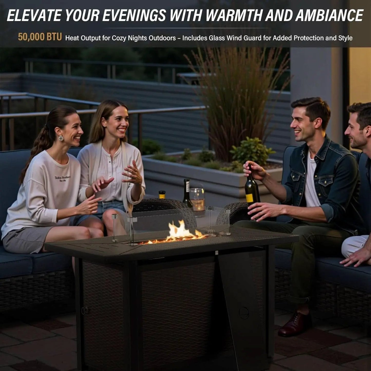 8 Piece Patio Furniture Set With 50000 BTU Fire Pit from PriceLows™