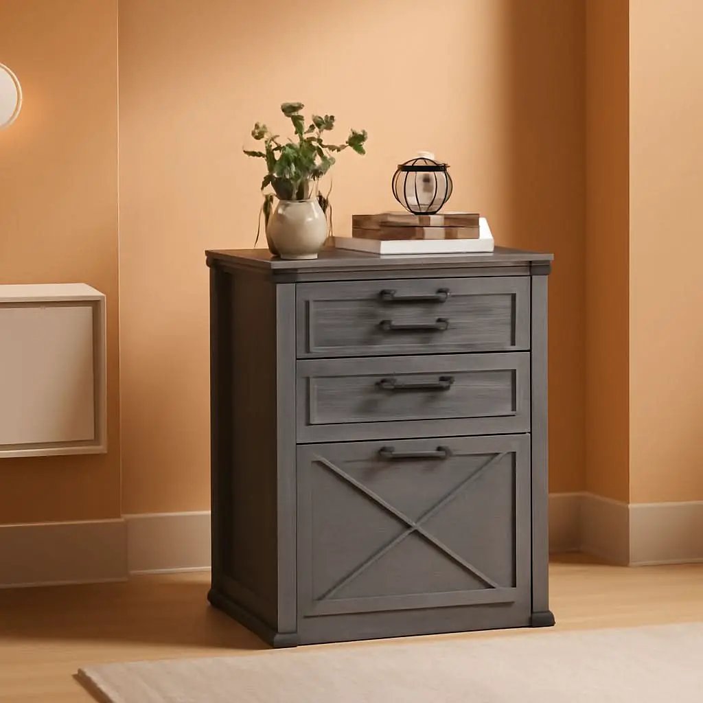 Misty Gray File Cabinet 3 Drawer Modern Farmhouse Style from PriceLows™