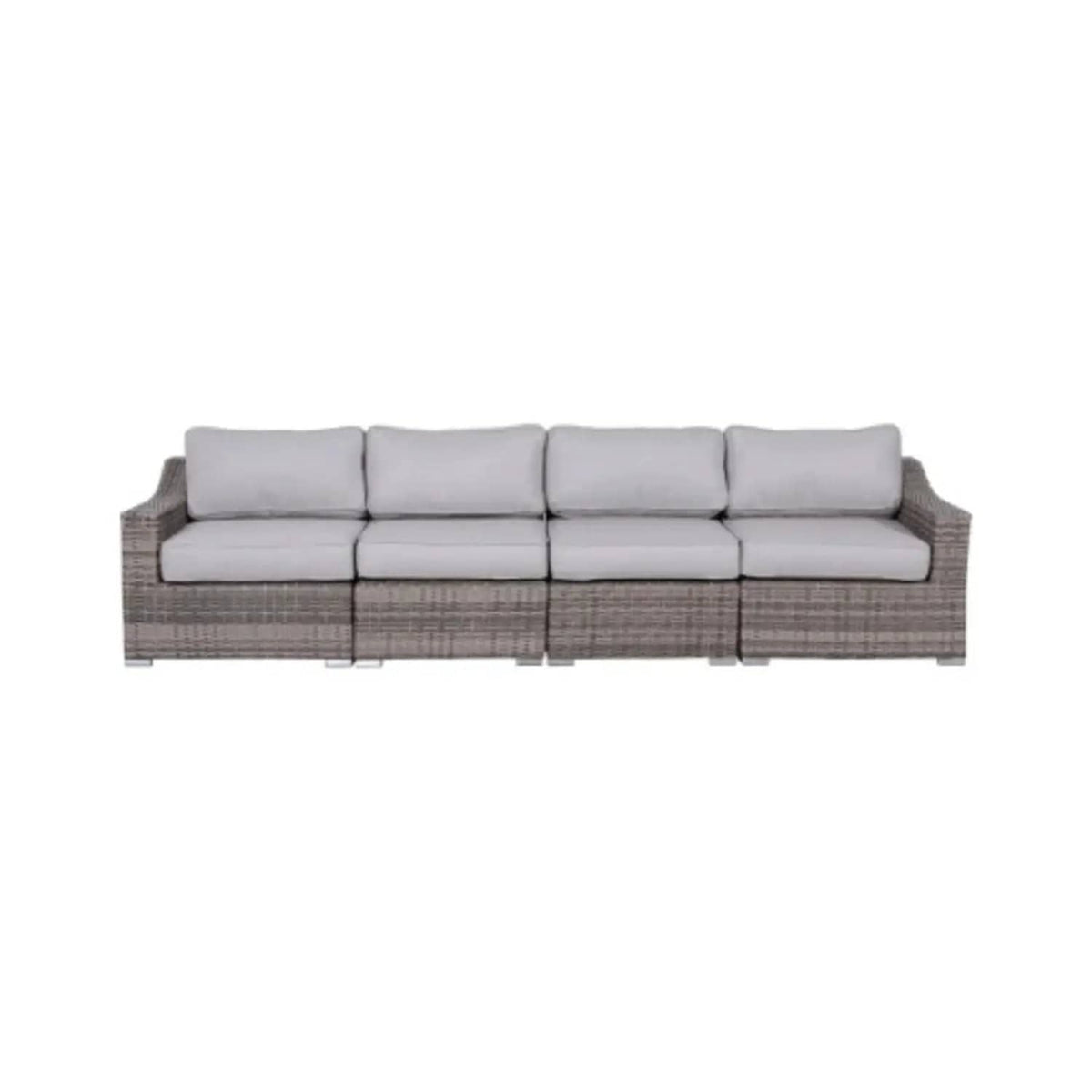 Contemporary Outdoor Rattan Wicker Sectional Seating Group With Cushions | 33 x 122 x 26 in | Rattan & Wicker | Living Room