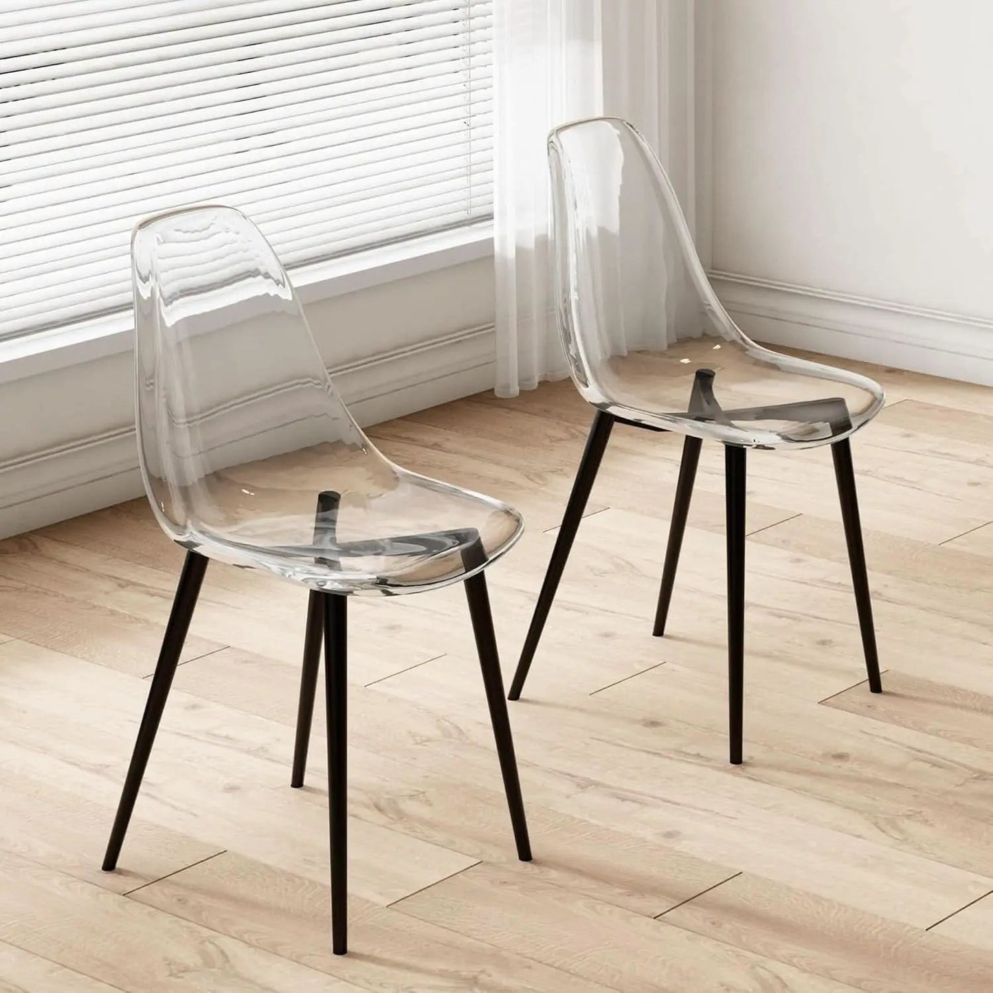 Clear Acrylic Dining Chairs Set of 4 With Black Legs from PriceLows™