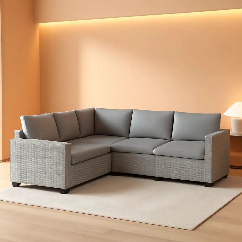 6-Piece Outdoor Wicker Patio Set With Grey Cushions from PriceLows™
