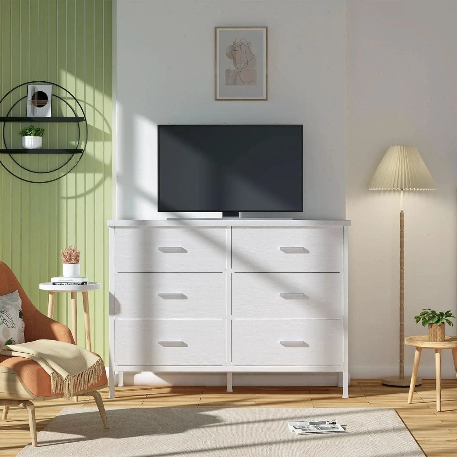 White Dresser With 6 Drawers For Bedroom Storage Solutions from PriceLows™