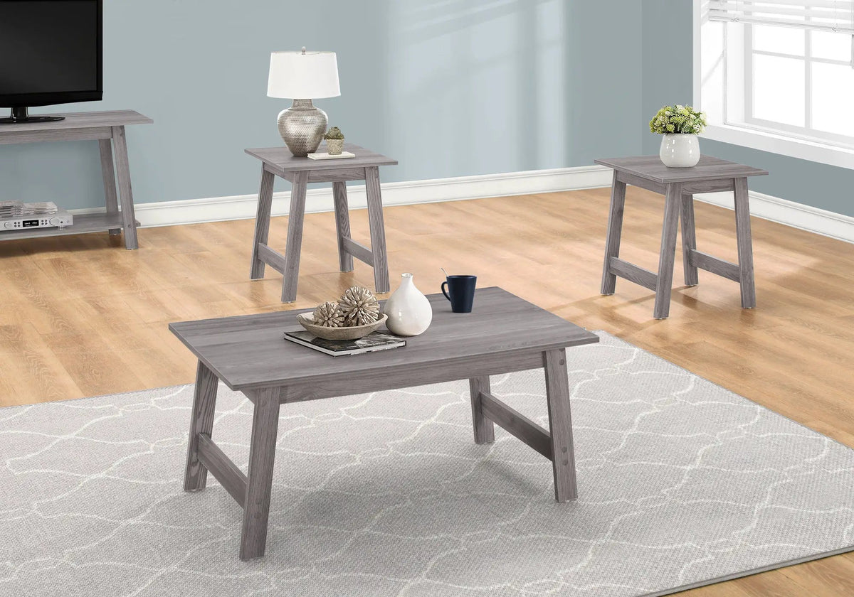 Rectangular Coffee Table Set | Set Of 3 | Two Matching Square End Tables | 36 Inch Length
