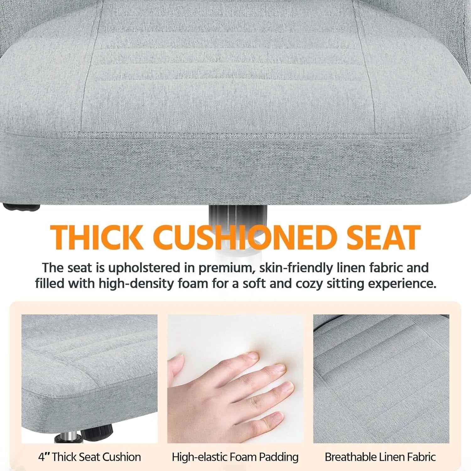 Linen Office Desk Chair With Rolling Wheels For Home Office from PriceLows™