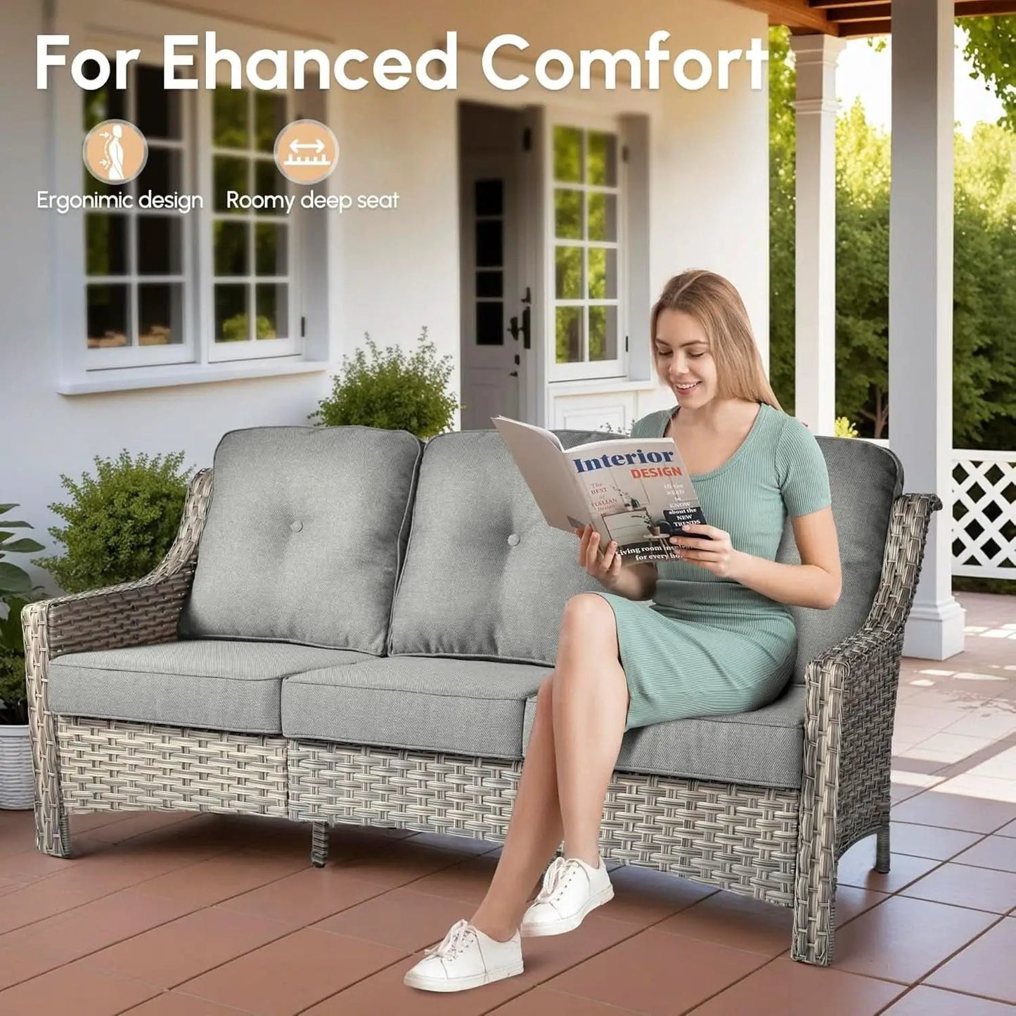 Outdoor Patio Furniture Set with Fire Pit and Ottomans from PriceLows™